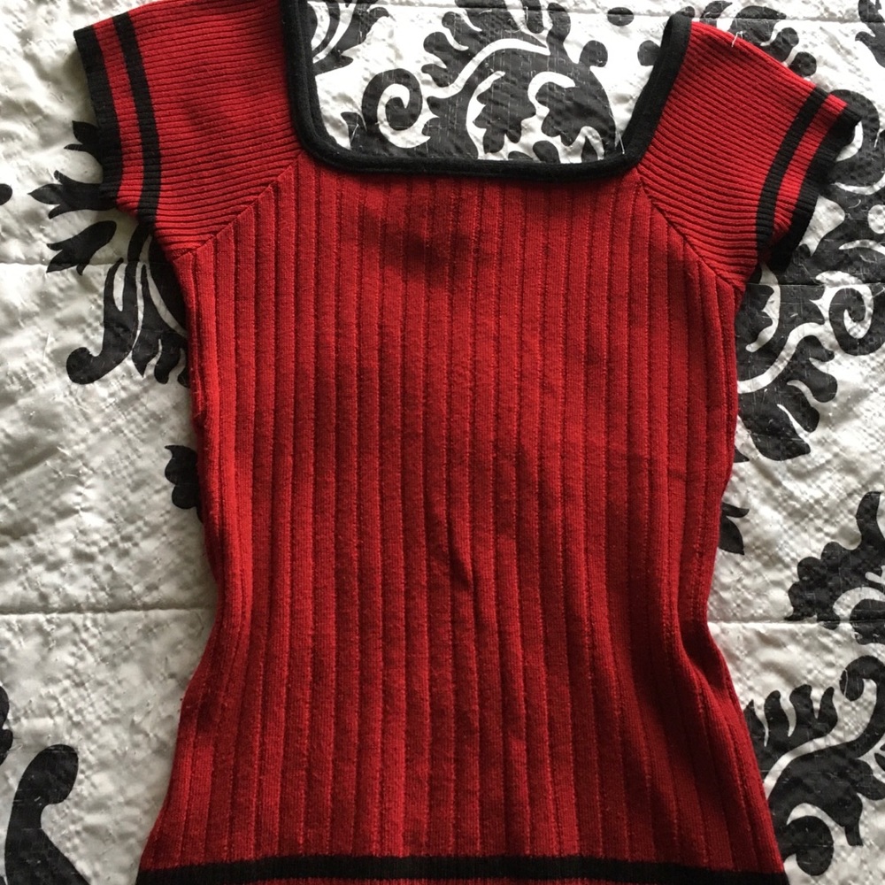 Red Stretchy Square Neck Tshirt